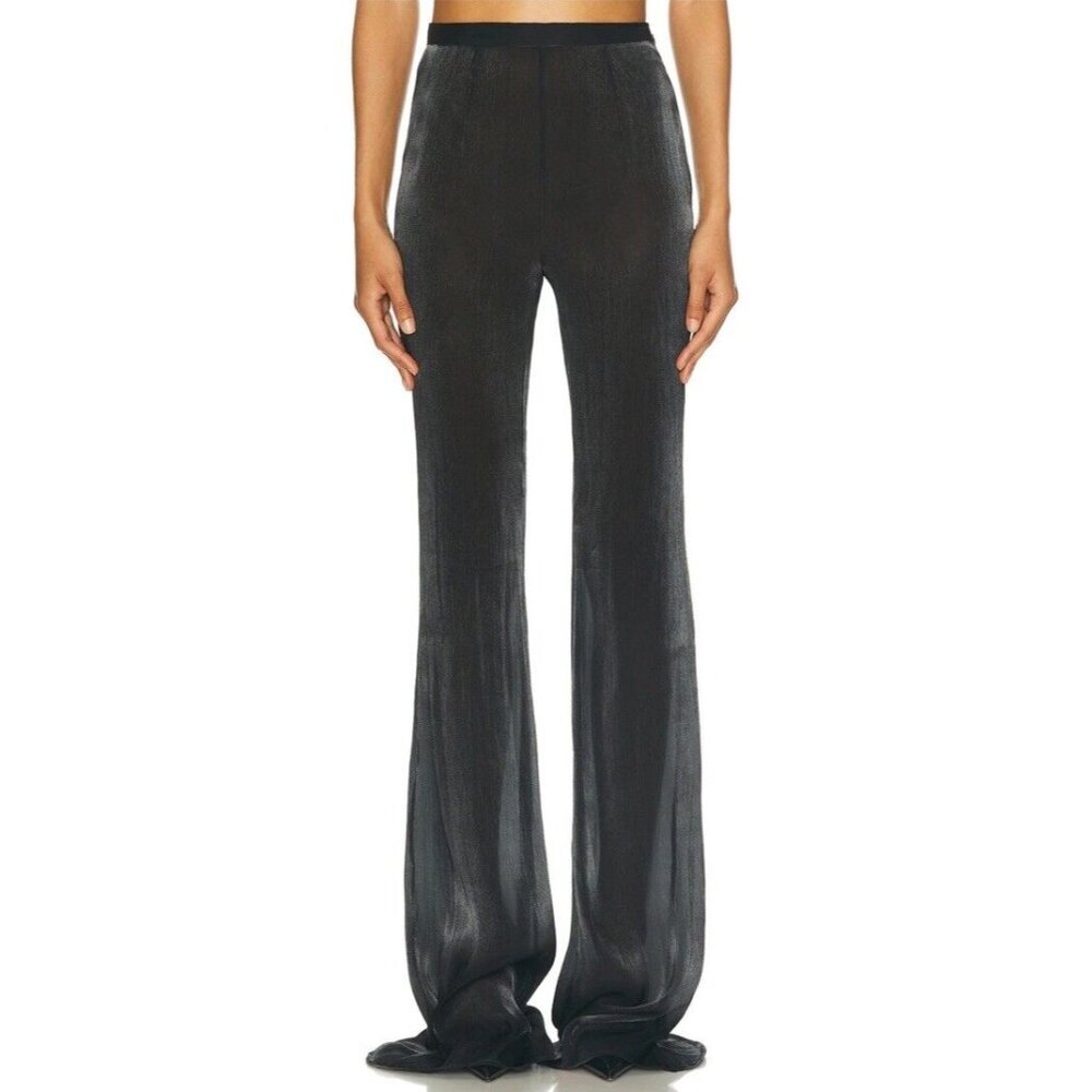 PRISCAVera Fitted Flared Pants Black Chiffon